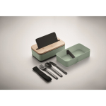 2-tier bread box made of recycled PP with cutlery, 2x400 ml mint green colour fourth photographic view