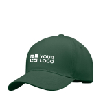 Baseball cap made of thick cotton twill, size 7 1/4, 260 g/m2 dark green colour view with print area