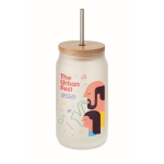 Cocktail glass with straw and lid, 400ml transparent white colour main view