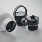 Leak-proof bottle with 2 changeable caps and straw, 700 ml white colour