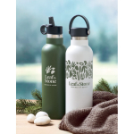 Leak-proof bottle with 2 changeable caps and straw, 700 ml white colour