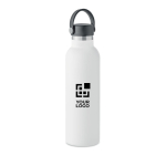 Leak-proof bottle with 2 changeable caps and straw, 700 ml white colour view with print area