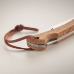 Stainless steel folding pocket knife with cork handle and rope beige colour fifth photographic view