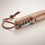 Multi-purpose pocket knife with 7 functions in a cork case beige colour fifth photographic view