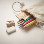 Children's paint set with pencil, eraser, ruler and sharpener beige colour fifth photographic view