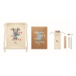 Children's paint set with pencil, eraser, ruler and sharpener beige colour main view