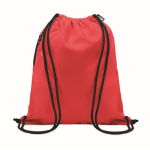 Drawstring bag with thick drawstring and zip pocket, made of RPET