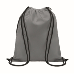 Drawstring bag with thick drawstring and zip pocket, made of RPET
