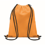 Drawstring bag with thick drawstring and zip pocket, made of RPET