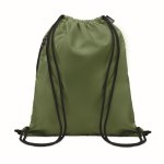 Drawstring bag with thick drawstring and zip pocket, made of RPET