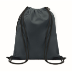 Drawstring bag with thick drawstring and zip pocket, made of RPET