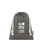 Small recycled cotton GRS bag with drawstring closure, 150 g/m²