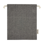 Medium recycled cotton GRS bag with drawstring closure, 150 g/m² black colour second rear view