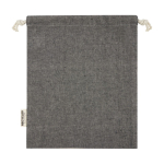Medium recycled cotton GRS bag with drawstring closure, 150 g/m² black colour third front view