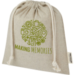 Medium recycled cotton GRS bag with drawstring closure, 150 g/m² screen printing view