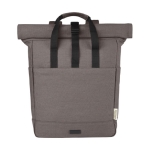 Recycled cotton laptop backpack with roll-top, 15'' grey colour