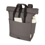 Recycled cotton laptop backpack with roll-top, 15'' grey colour