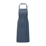 Cotton and polyester apron with adjustable strap, 240 g/m² cyan blue colour
