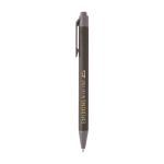 Pen made from sustainable materials with black ink brown colour pad printing view