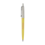 Elegant recycled pen with blue ink refill, Parker Jotter side view with logo