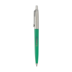 Elegant recycled pen with blue ink refill, Parker Jotter side view with logo