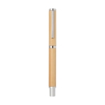 Bamboo pen and rollerball set with copper accents, black ink natural colour