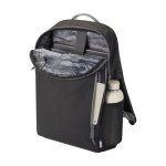 Waterproof recycled backpack with padded back for laptops, 15'' black colour