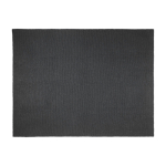 Recycled polyester knitted blanket with tag and ribbon black colour second front view