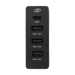 Charging station with 3 ports, EU/UK cables, and fast charging black colour