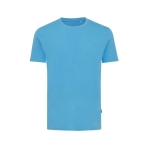 Recycled and organic branded cotton T-shirt, 180 g/m² cyan blue colour