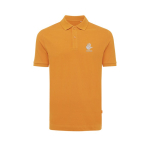 Regular-fit piqué polo in eco cotton, 220 g/m² orange colour view with logo