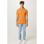 Regular-fit piqué polo in eco cotton, 220 g/m² orange colour model view