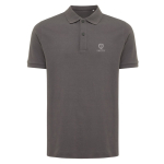Regular-fit piqué polo in eco cotton, 220 g/m² matt silver colour view with logo