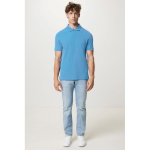 Regular-fit piqué polo in eco cotton, 220 g/m² cyan blue colour third model view
