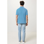 Regular-fit piqué polo in eco cotton, 220 g/m² cyan blue colour fourth model view