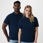 Regular-fit piqué polo in eco cotton, 220 g/m² navy-blue colour third view