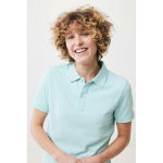 Regular-fit piqué polo in eco cotton, 220 g/m² mint green colour fifth model view