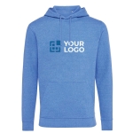 Soft undyed eco cotton sweatshirt with logo, 340 g/m² marbled blue colour