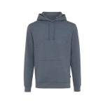 Soft undyed eco cotton sweatshirt with logo, 340 g/m² marbled dark blue colour