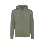 Soft undyed eco cotton sweatshirt with logo, 340 g/m² marbled green colour