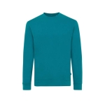 Crew neck sweatshirt in eco cotton, 340 g/m² turquoise colour