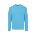 Crew neck sweatshirt in eco cotton, 340 g/m² cyan blue colour