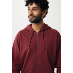 Zip hoodie in eco cotton with corporate logo, 340 g/m² burgundy colour