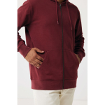 Zip hoodie in eco cotton with corporate logo, 340 g/m² burgundy colour