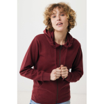 Zip hoodie in eco cotton with corporate logo, 340 g/m² burgundy colour