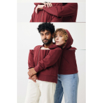 Zip hoodie in eco cotton with corporate logo, 340 g/m² burgundy colour