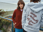 Zip hoodie in eco cotton with corporate logo, 340 g/m² burgundy colour