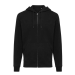 Zip hoodie in eco cotton with corporate logo, 340 g/m² black colour