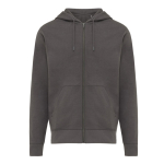 Zip hoodie in eco cotton with corporate logo, 340 g/m² matt silver colour