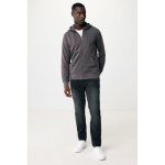 Zip hoodie in eco cotton with corporate logo, 340 g/m² matt silver colour